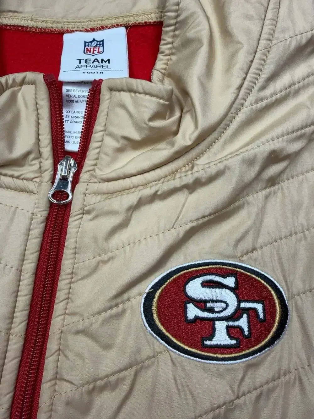 NFL Team Apparel San Francisco 49ers Youth Full Zip Fleece Jacket Gold and Red